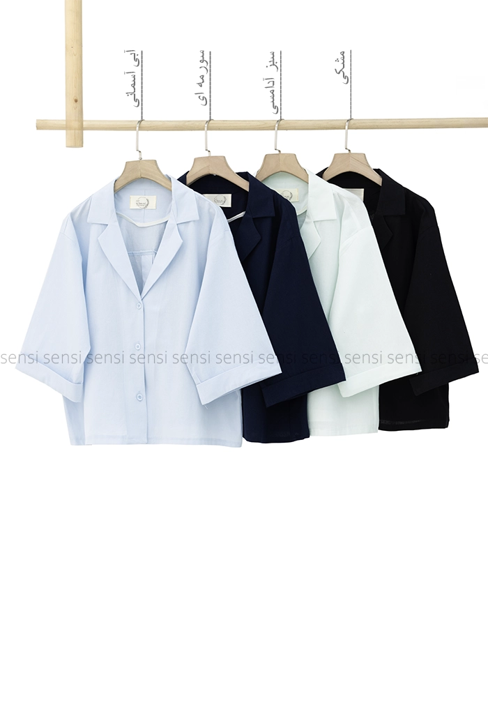 شومیز لینن یقه انگلیسی کد1006378
